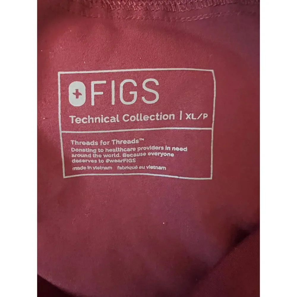 Figs Cairo Cargo Scrub Pants Burgundy Men's XL Elastic Waist Straight Medical